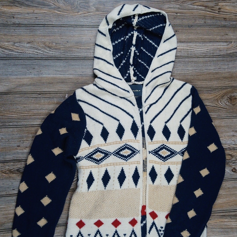 Love Marks Boho Long Sleeve Hood Knit Open Front Cardigan Sweater Top